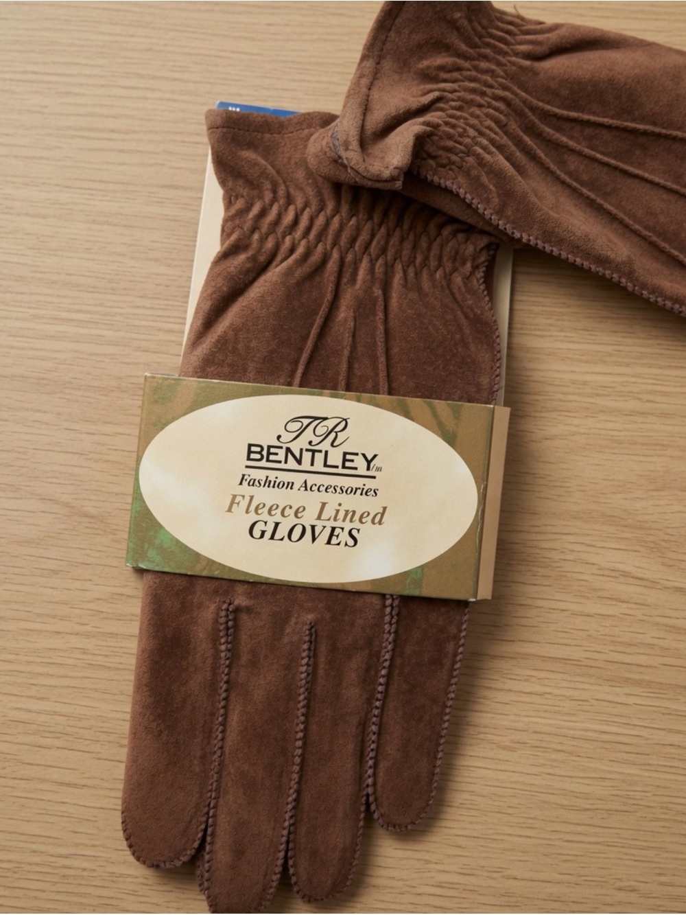 TR Bentley Genuine Leather Fleece Lined Brown Winter Gloves NWT Women’s